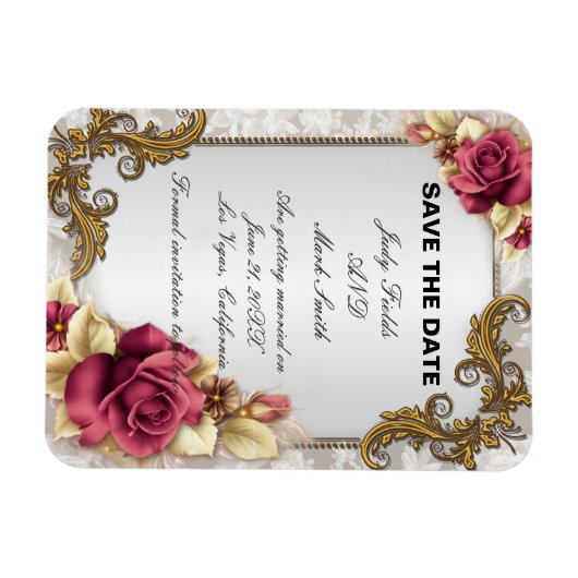 Elegante rode rozen sparen de datummagneet magneet (Horizontaal)