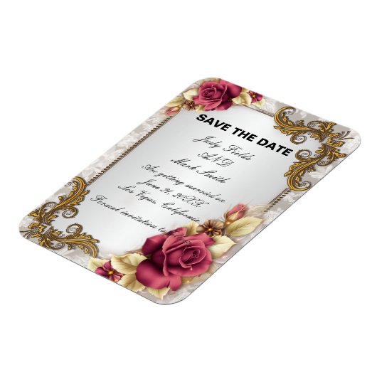 Elegante rode rozen sparen de datummagneet magneet (Linkerzijde)