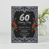 Elegante rode rozen strepen Gotische 60e verjaarda Kaart (Staand voorkant)