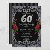 Elegante rode rozen strepen Gotische 60e verjaarda Kaart (Voorkant / Achterkant)