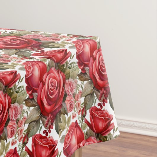 Elegante rode rozen tafelkleed (Voorbeeld)