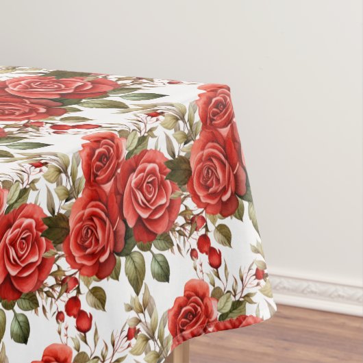 Elegante rode rozen tafelkleed (Voorbeeld)