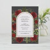 Elegante Rode Rozen Trouw Uitnodiging (Staand voorkant)