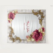 Elegante Rode Rozen Trouwfoto Achtergrond Wandkleed (Voorkant (horizontaal))