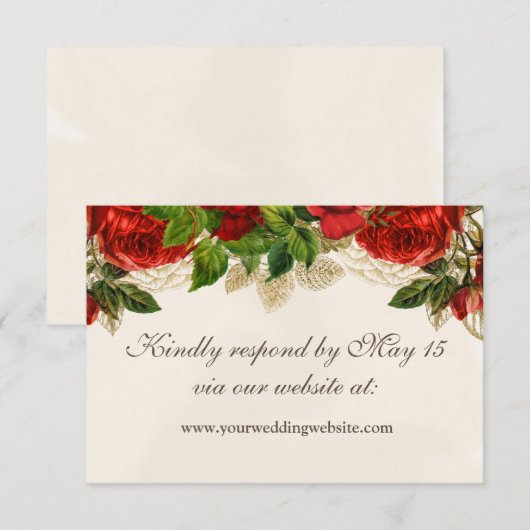 Elegante Rode Rozen Trouwwebsite RSVP (Voorkant / Achterkant)