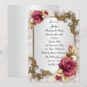 Elegante rode rozen vrijgezellenfeest uitnodiging (Voorkant / Achterkant)