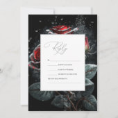 Elegante rode rozen zwart RSVP Kaart (Voorkant)