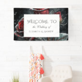 Elegante rode rozen zwart spandoek (Insitu)