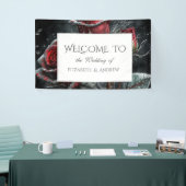 Elegante rode rozen zwart spandoek (Beurs)