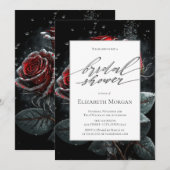 Elegante rode rozen zwart Vrijgezellenfeest Kaart (Voorkant / Achterkant)