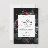 Elegante rode rozen zwarte repetitie diner kaart (Voorkant)