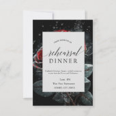 Elegante rode rozen zwarte repetitie diner kaart (Voorkant)