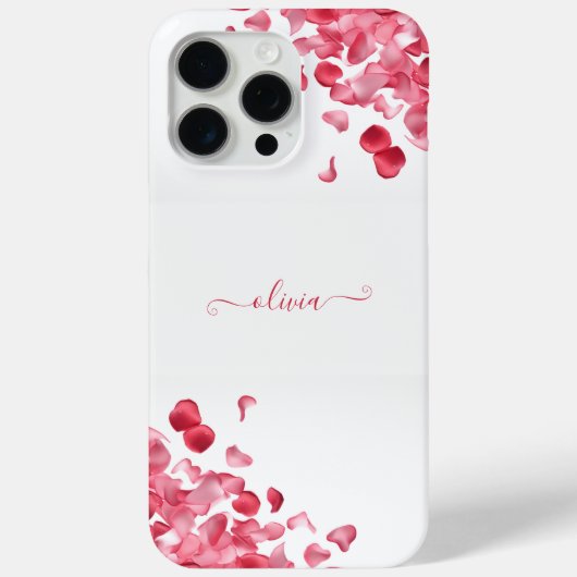 Elegante rode rozenblaadjes bloemig aangepaste naa Case-Mate iPhone case (Achterkant)