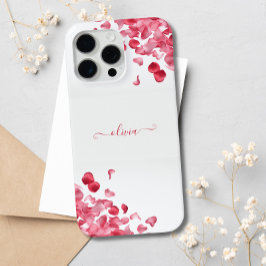 Elegante rode rozenblaadjes bloemig aangepaste naa iPhone 15 pro max hoesje