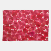 Elegante rode rozenblaadjes Romantische keukenhand Theedoek (Horizontaal)