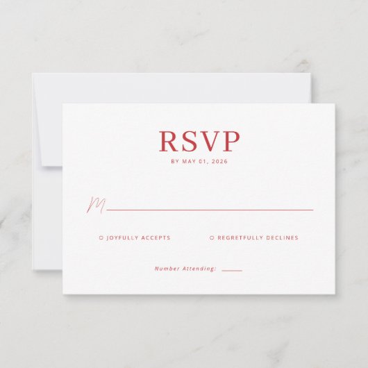 Elegante Rode RSVP Kaart (Voorkant)