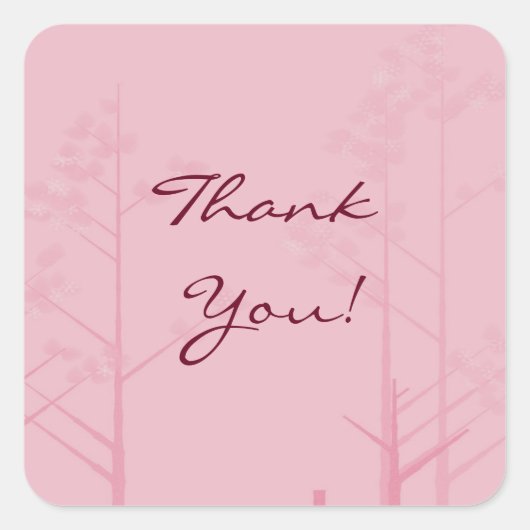 Elegante rode schaduwrijke bomen dank u vierkante sticker (Voorkant)