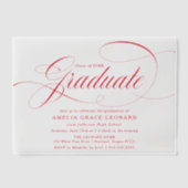 Elegante Rode Script Afsluitingsfeest Vellum Uitnodigingen (Voorkant)