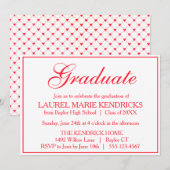 Elegante rode script afstudeerfeest kaart (Voorkant / Achterkant)