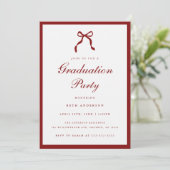Elegante Rode Script Coquette Afstudeerfeest Foto Kaart (Staand voorkant)