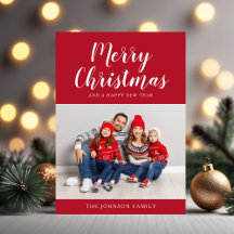 Elegante Rode Script Eén Foto Kerstmis