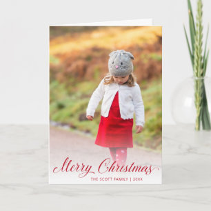 Elegante Rode Script Foto Moderne Kerstmis Feestdagen Kaart