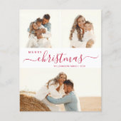 Elegante rode script fotocollage kerst flyer (Voorkant)