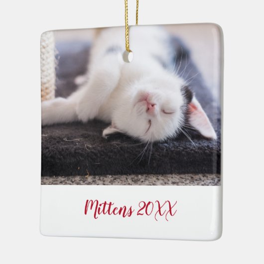 Elegante rode script huisdier kat foto modern keramisch ornament (Links)