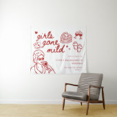 Elegante Rode Script Meisjes Gone Mild Bachelorett Wandkleed (In Situ (horizontaal))