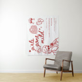Elegante Rode Script Meisjes Gone Mild Bachelorett Wandkleed (In situ)
