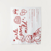 Elegante Rode Script Meisjes Gone Mild Bachelorett Wandkleed (Voorkant)