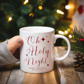 Elegante Rode Script Oh Heilige Nacht Prettig Kers Mok