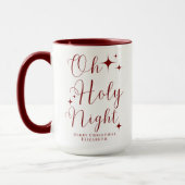 Elegante Rode Script Oh Heilige Nacht Prettig Kers Mok (Links)