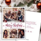 Elegante Rode Script Sneeuwvlok 4 Foto Kerstmis Feestdagenkaart