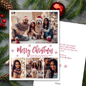 Elegante Rode Script Sneeuwvlok 4 Foto Kerstmis Feestdagenkaart