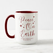 Elegante Rode Script Vrede Op Aarde Prettig Kerstf Mok (Links)