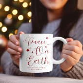 Elegante Rode Script Vrede Op Aarde Prettig Kerstf Mok