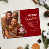 Elegante Rode Sierfoto Kerstmis Folie Feestdagenkaart