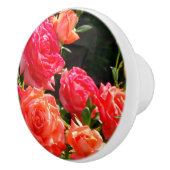 Elegante rode sinaasappel koraal rozen roos tuin keramische knop (Rechts)