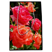 Elegante rode sinaasappel koraal rozen roos tuin medium cadeauzakje (Voorkant)