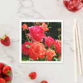 Elegante rode sinaasappel koraal rozen roos tuin servetten (Insitu)