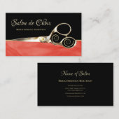 Elegante rode Sinaasappel marmeren gouden schaar k Visitekaartje (Voorkant / Achterkant)