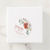 Elegante rode sneeuw in liefde winter bruids-showe bedankjes labels (In situ)