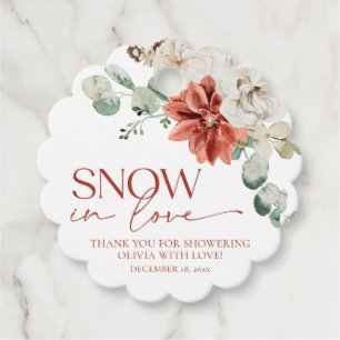 Elegante rode sneeuw in liefde winter bruidscadeau bedankjes labels