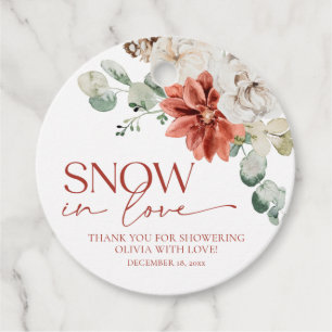 Elegante rode sneeuw in liefdes-winter bruiloftsfe bedankjes labels