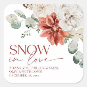 Elegante rode sneeuw in Love Winter Bruidscadeau  Vierkante Sticker