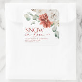 Elegante rode sneeuw in Love Winter Bruidsmeisjesf Vierkante Sticker (Tas)