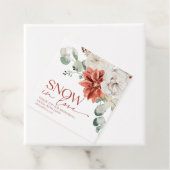 Elegante rode sneeuw in Love Winter Bruiloftsborre Bedankjes Labels (In situ)