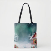 Elegante rode sneeuw vrolijke kerstpijnboom Vakant Tote Bag (Voorkant)