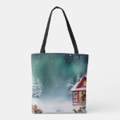 Elegante rode sneeuw vrolijke kerstpijnboom Vakant Tote Bag (Achterkant)